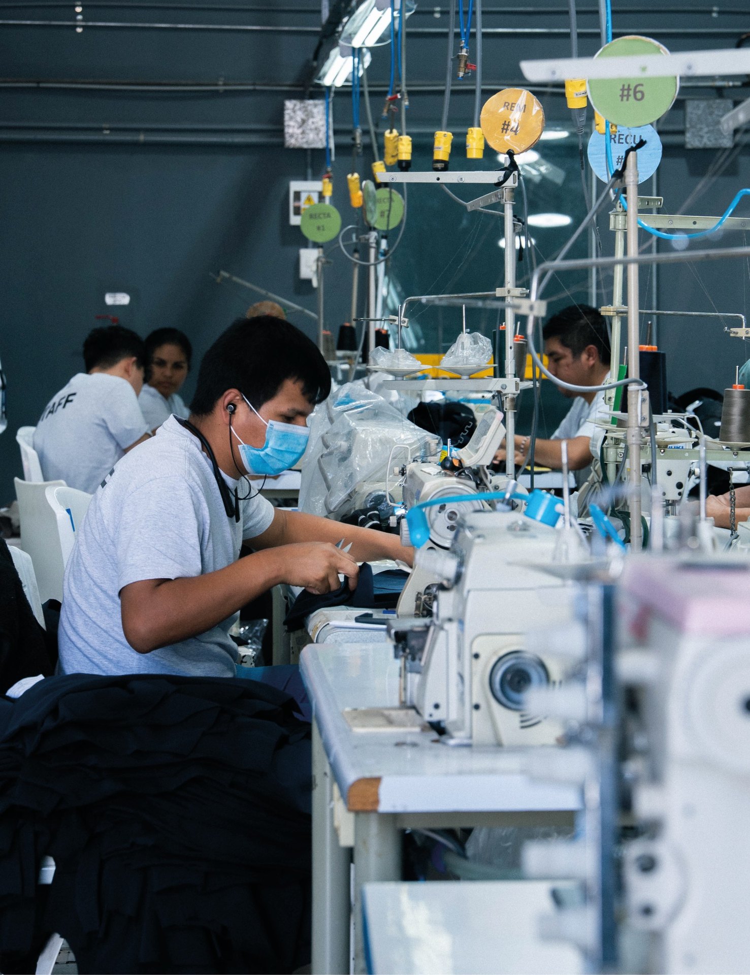 Prospera production floor with rows of sewing stations in Lima, Peru
